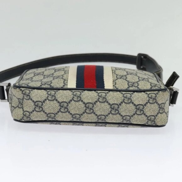 GUCCI GG Supreme Sherry Line Shoulder Bag PVC Navy Silver Red 162910 Auth ep9588 - Picture 5 of 16
